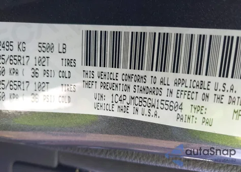 2016 Jeep Cherokee Latitude from USA, damaged, VIN 1C4PJMCB5GW155604